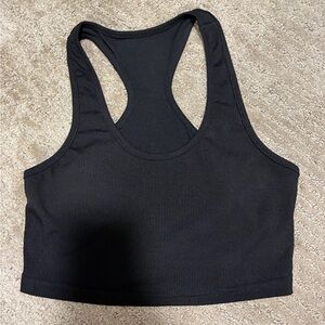 SHEIN Black Ribbed Racerback Crop Top